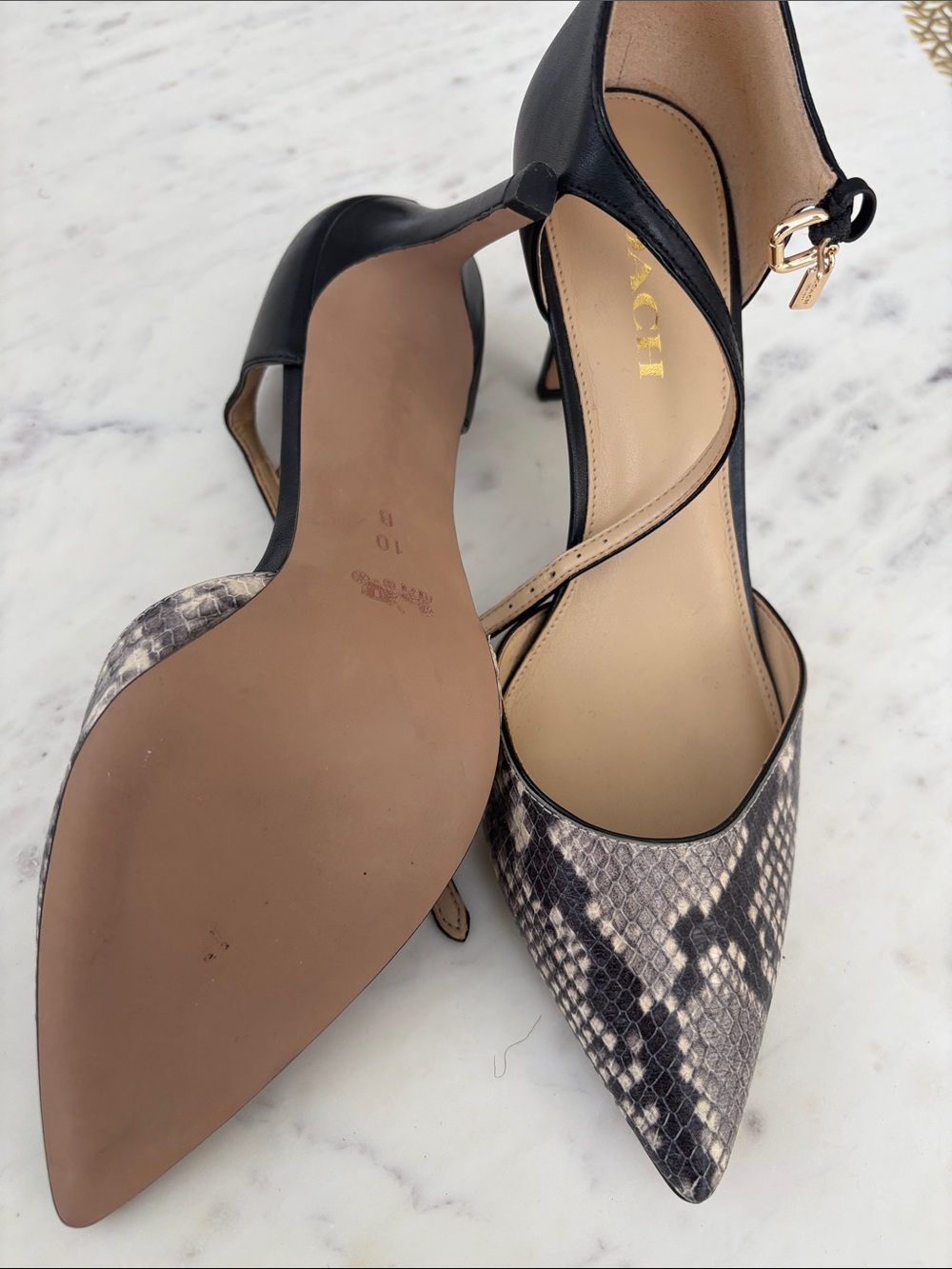 Coach Snakeskin Print D’Orsay Pumps – Size 10 - Picture 6 of 7